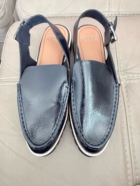 Donald J. Pliner patent leather navy Slingback Loafers